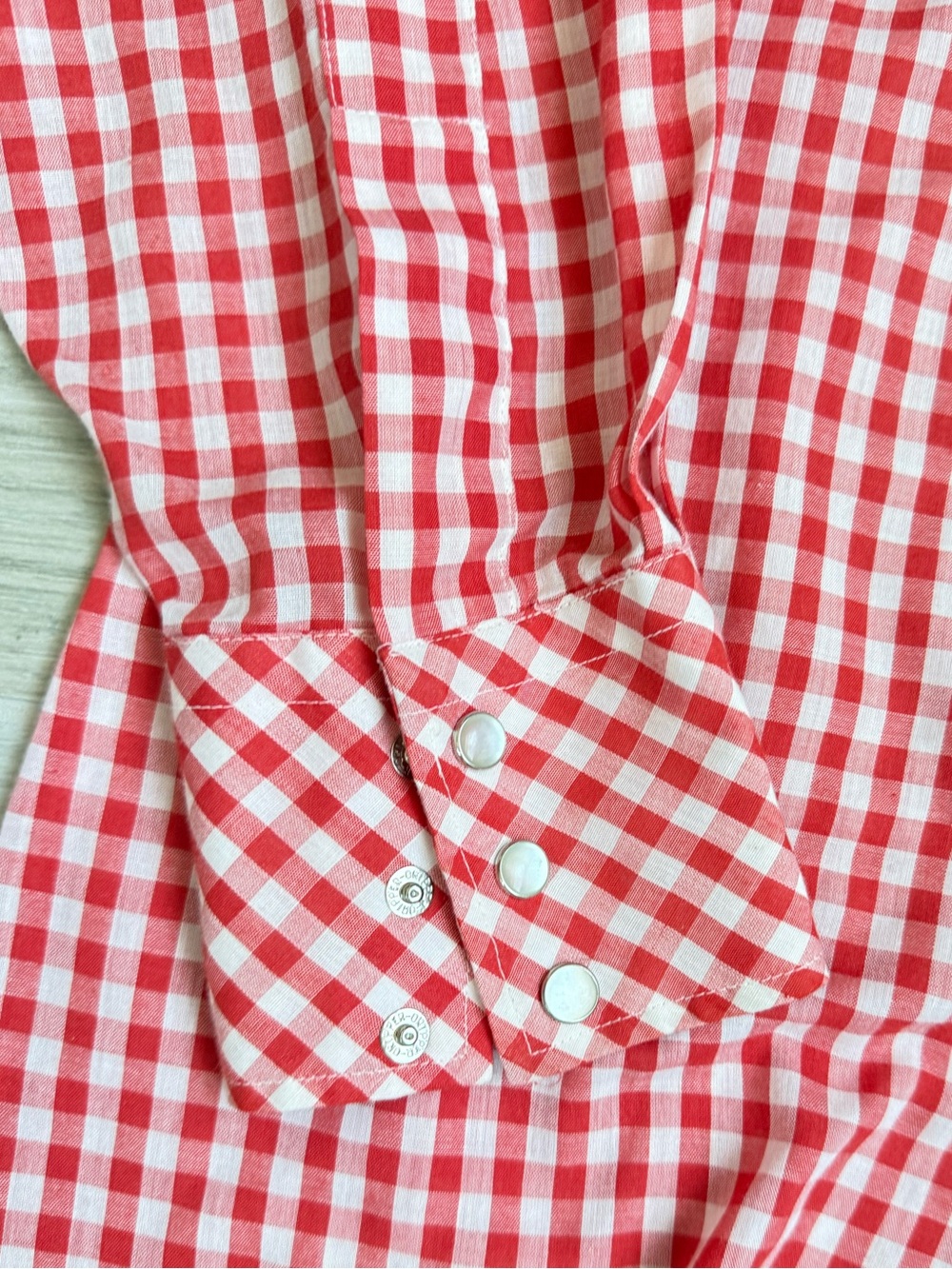 Vintage Cow Hand Red White Gingham Pearl Snap Western Shirt Mens M Cotton Cowboy - Picture 4 of 6